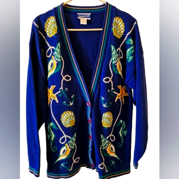 Pendleton | Sweaters | Vtg Pendleton Blue Nautical Womens Sz Pl Vneck ...